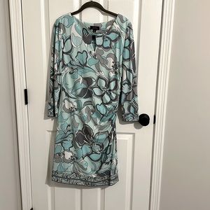 Tahari size 12 teal and gray dress
